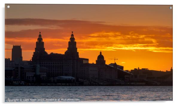 Liverpool Golden Skies Acrylic by Liam Neon