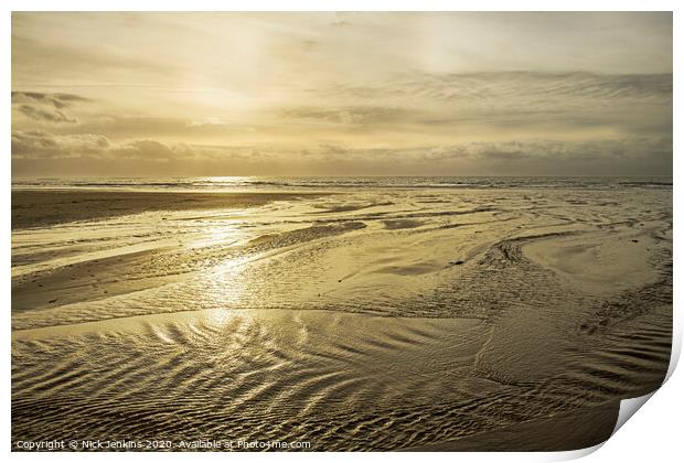Dunraven Bay Sand Shapes Glamorgan Coast Wales Print by Nick Jenkins