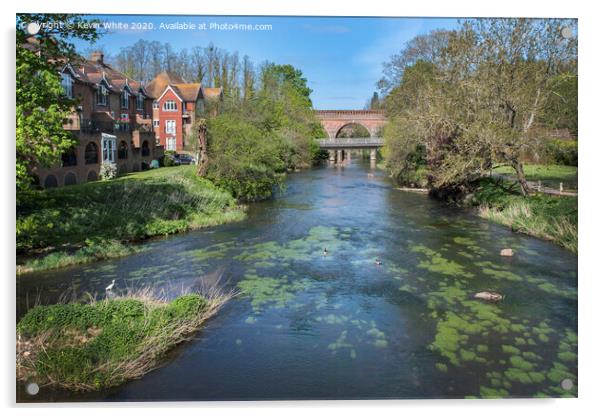 Leatherhead bridge and river Acrylic by Kevin White