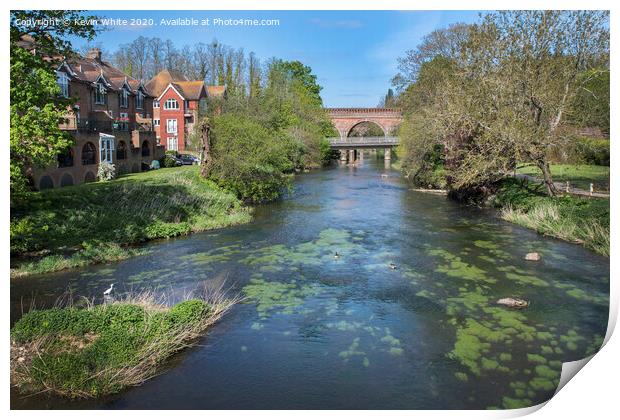Leatherhead bridge and river Print by Kevin White
