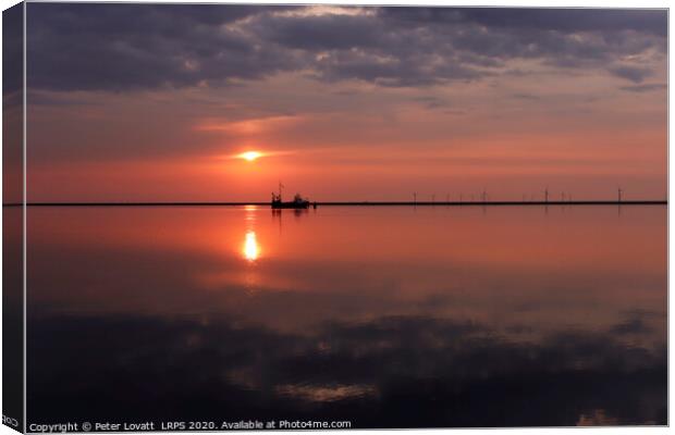 Sunset at Meols, Wirral Canvas Print by Peter Lovatt  LRPS