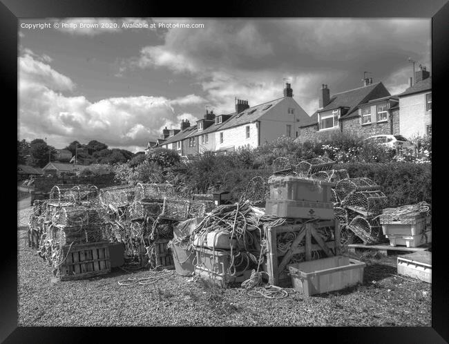 fisherman's Crab Pots at Craster, Northumberland Framed Print by Philip Brown