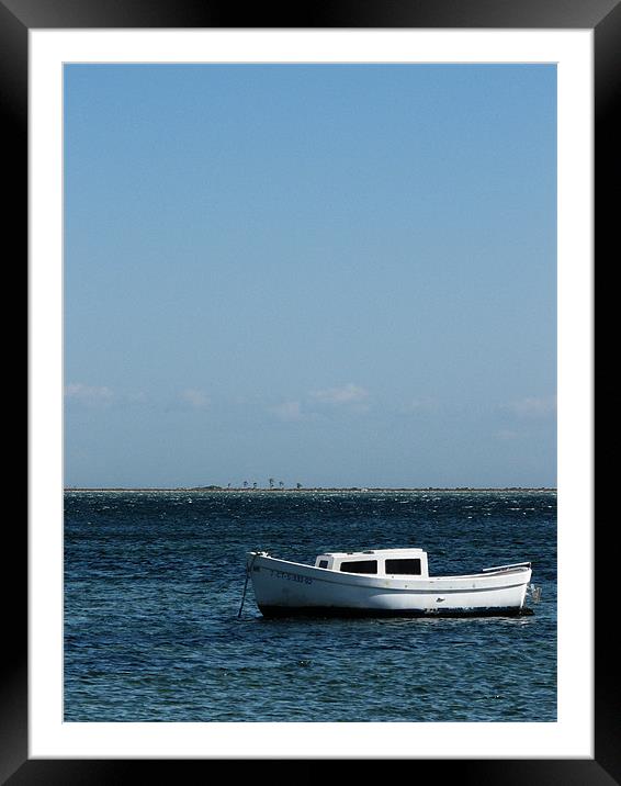 Lonely Boat Framed Mounted Print by John Basford