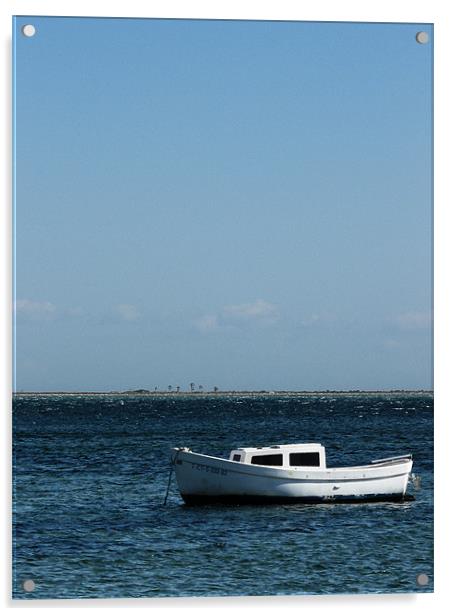 Lonely Boat Acrylic by John Basford