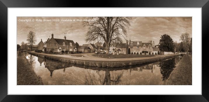 Lower Slauters, The Cotswolds, UK, Colour Panorama Framed Mounted Print by Philip Brown