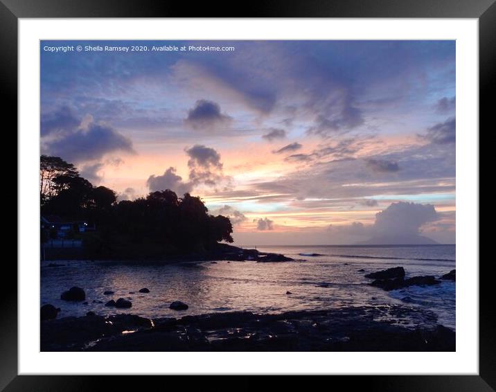 Sunset at Beau Vallon Seychelles Framed Mounted Print by Sheila Ramsey