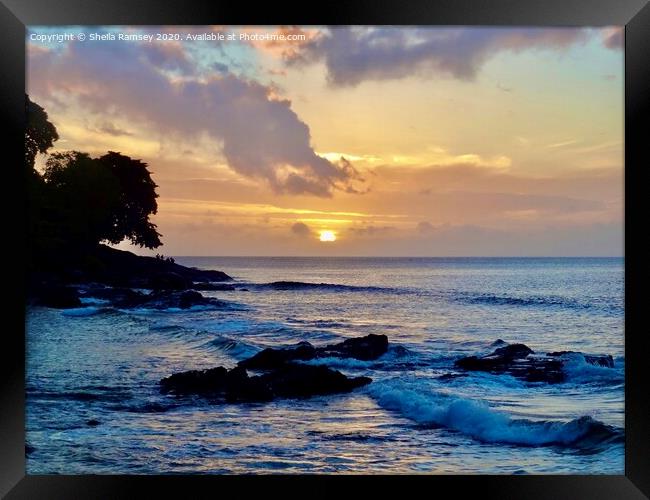 Sunset at Beau Vallon beach Seychelles Framed Print by Sheila Ramsey