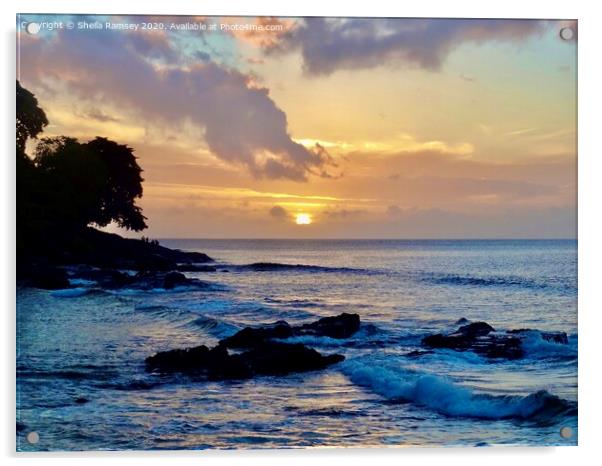 Sunset at Beau Vallon beach Seychelles Acrylic by Sheila Ramsey