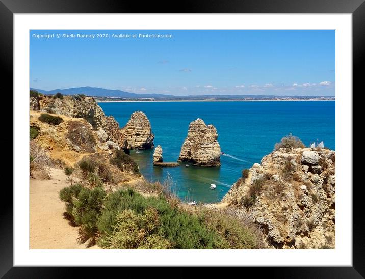 Coastal view The Algarve Portugal Framed Mounted Print by Sheila Ramsey