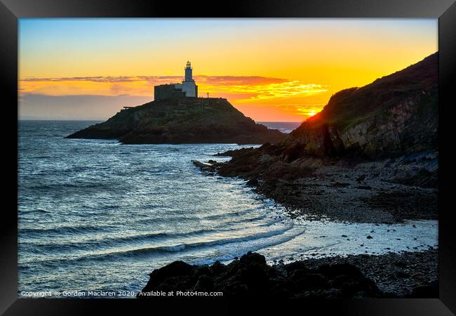 Sunrise over Mumbles Lighthouse Framed Print by Gordon Maclaren