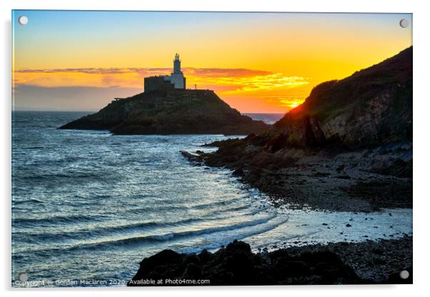 Sunrise over Mumbles Lighthouse Acrylic by Gordon Maclaren