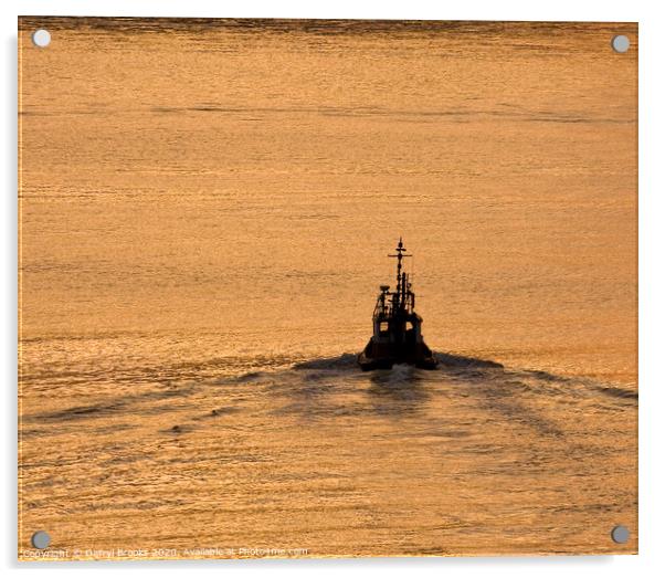 Tugboat Into Sunrise Acrylic by Darryl Brooks