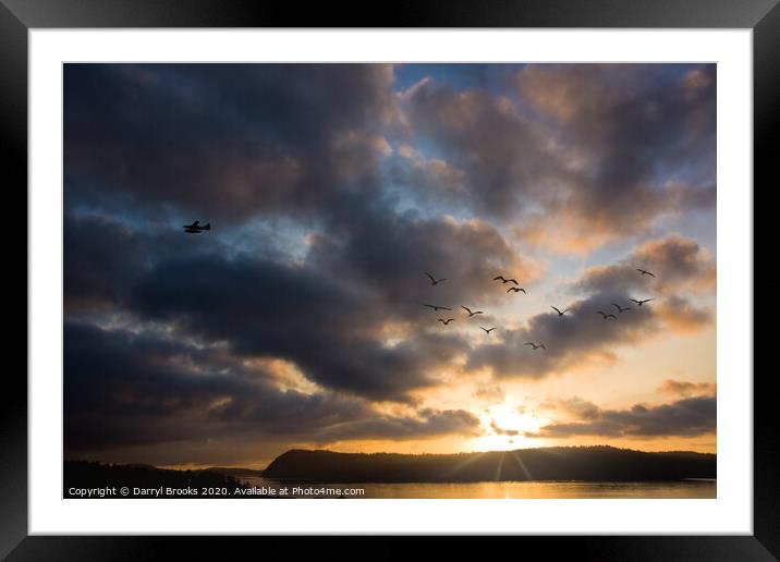 Sunset Over Nanaimo Framed Mounted Print by Darryl Brooks
