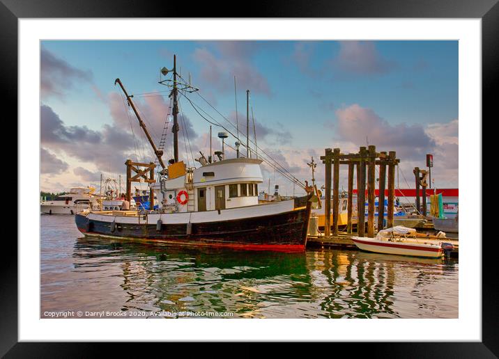 Old Fishing Trawler at Dock Framed Mounted Print by Darryl Brooks
