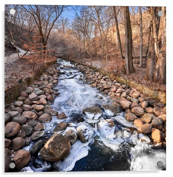 Cold December Creek Acrylic by Jim Hughes