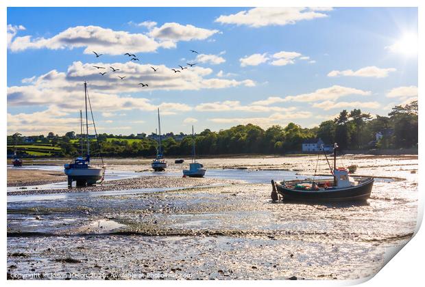 Boats at anchor in Red Wharf Bay Print by Kevin Hellon