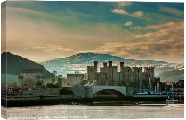 Conwy Castle in Winter Canvas Print by Peter O'Reilly