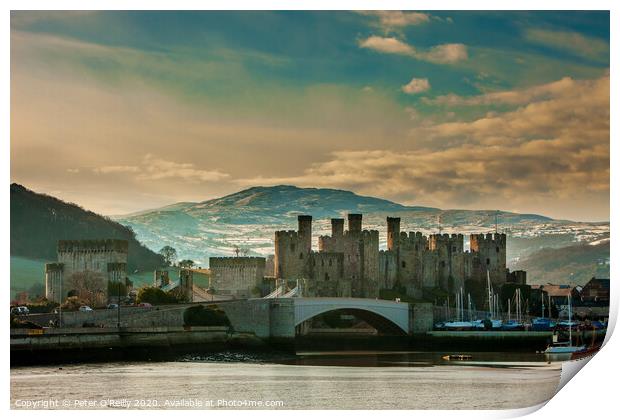 Conwy Castle in Winter Print by Peter O'Reilly