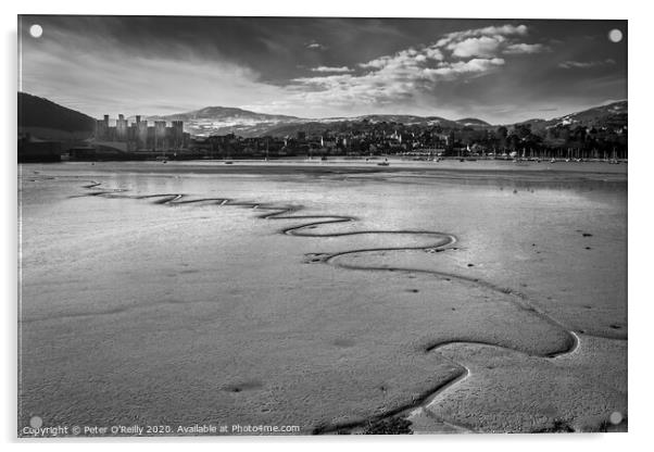 Conwy Estuary, Low Tide Acrylic by Peter O'Reilly