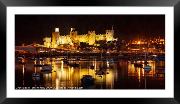 Conwy Castle at Night Framed Mounted Print by Peter O'Reilly
