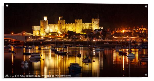 Conwy Castle at Night Acrylic by Peter O'Reilly