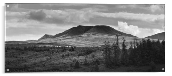 Y Mynydd Du - The Black Mountains (monochrome) Acrylic by Paddy Art