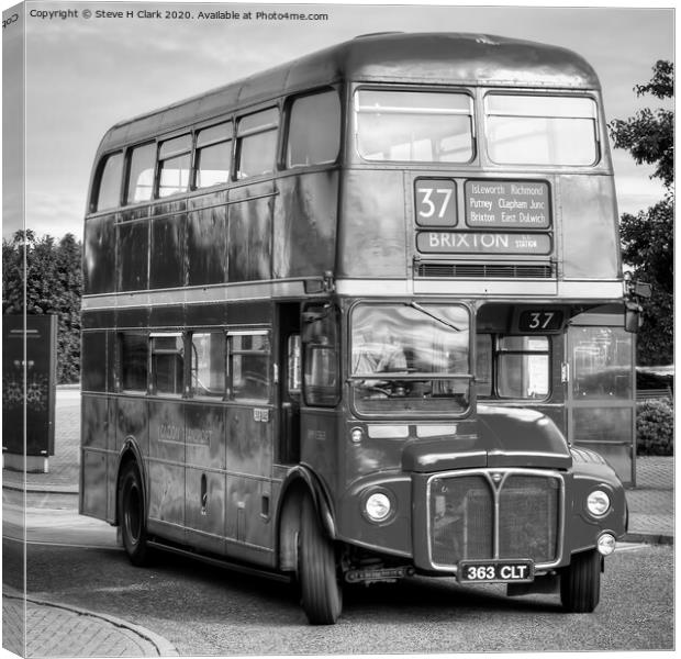 Routemaster - Black and White Canvas Print by Steve H Clark