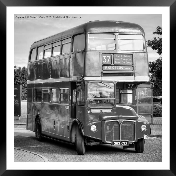 Routemaster - Black and White Framed Mounted Print by Steve H Clark