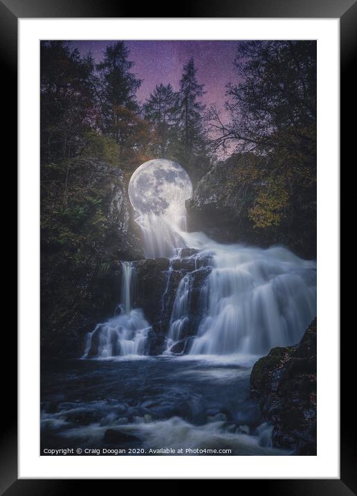 Waterfall Moon Framed Mounted Print by Craig Doogan