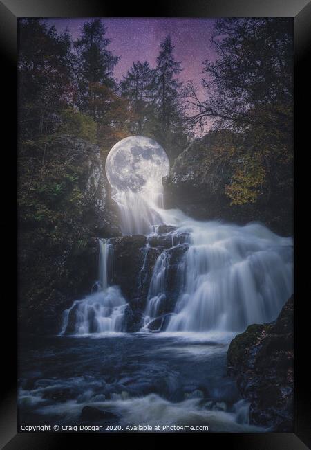 Waterfall Moon Framed Print by Craig Doogan