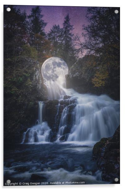 Waterfall Moon Acrylic by Craig Doogan