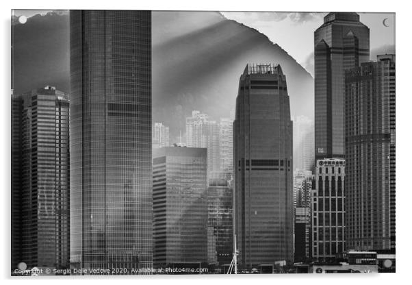 Hong Kong skyscrapers    Acrylic by Sergio Delle Vedove