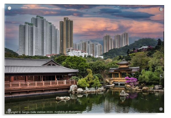 Nan Lian park in Hong Kong   Acrylic by Sergio Delle Vedove