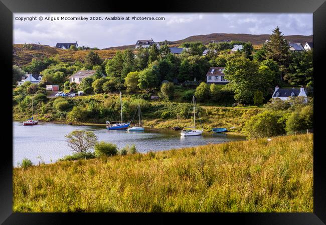 Boats tied up at Badachro village Framed Print by Angus McComiskey