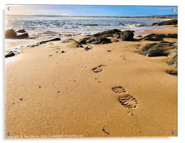 Footprints on Dornoch Beach Acrylic by Alan Barnes