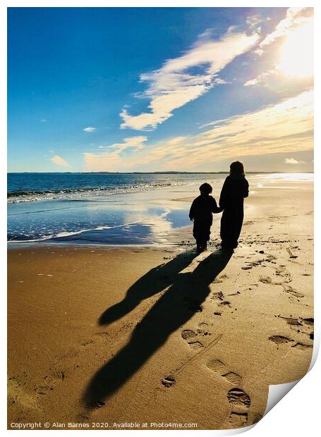 Together on the beach Print by Alan Barnes