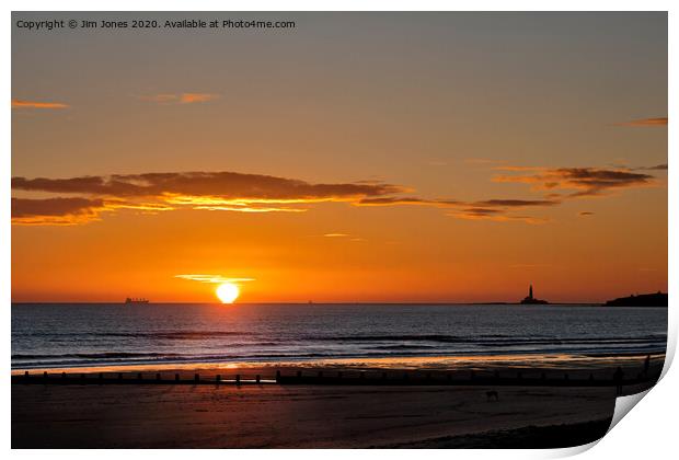 Sunrise over a tranquil North Sea Print by Jim Jones