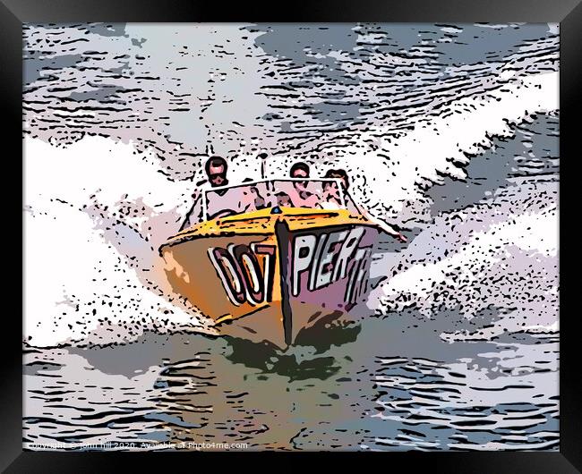 Digital Speedboat (illustration) Framed Print by john hill