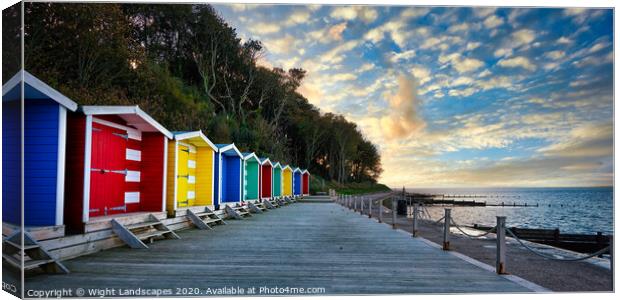 Colwell Bay Beach Huts Canvas Print by Wight Landscapes