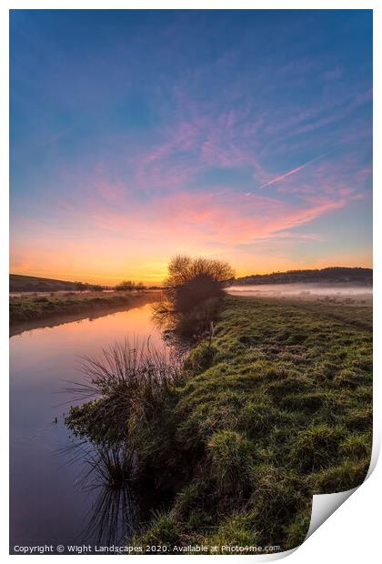 Brading Marsh Sunset Print by Wight Landscapes