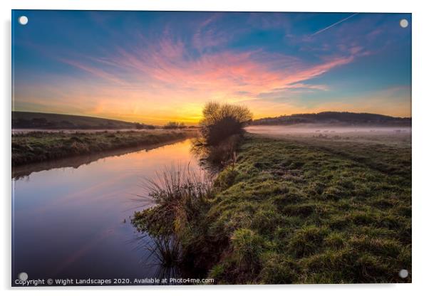 Brading Marsh At Sunset Acrylic by Wight Landscapes