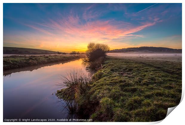 Brading Marsh At Sunset Print by Wight Landscapes