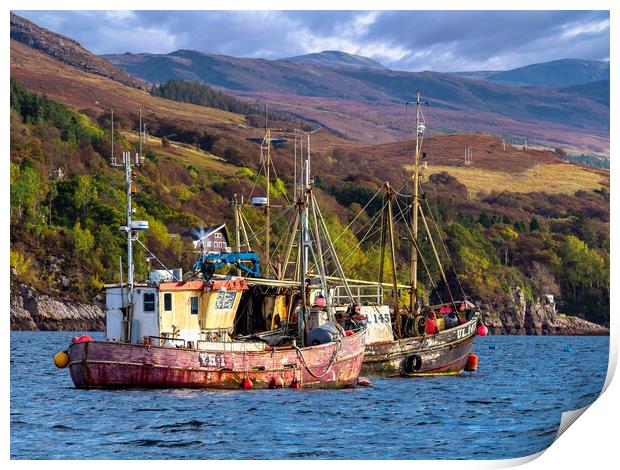 Fishing Boats at Ullapool, Scotland. Print by Colin Allen
