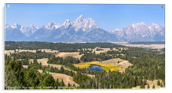 Hedrick Pond Overlook Panorama  at Grand Teton National Park, WY Acrylic by Pere Sanz