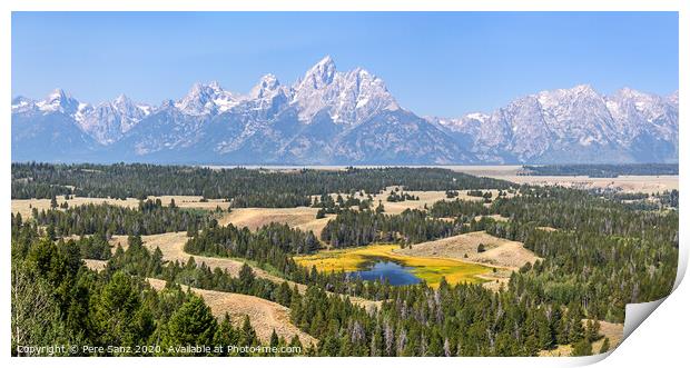 Hedrick Pond Overlook Panorama  at Grand Teton National Park, WY Print by Pere Sanz