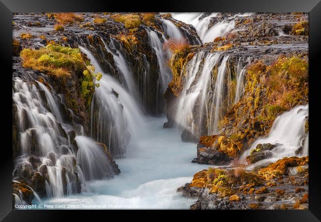 Beautiful Bruarfoss Waterfall Close up, Iceland  Framed Print by Pere Sanz