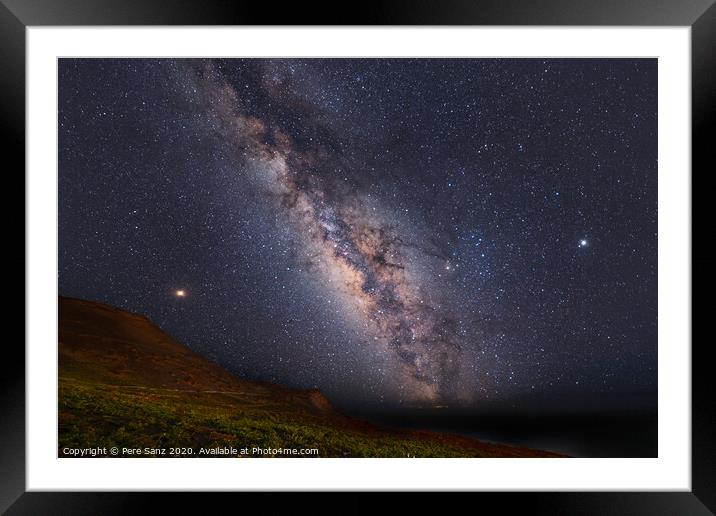 Summer Milky Way over Sant Antonio Volcano and vineyards in La P Framed Mounted Print by Pere Sanz