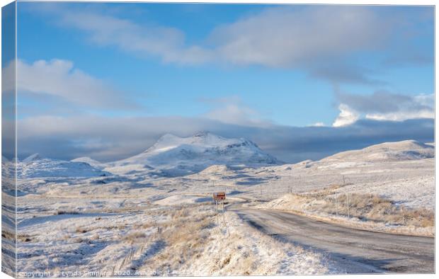 The NC500 route in snow Canvas Print by Lynda Simpson