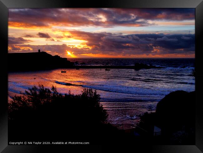 Sunset in Bude Framed Print by Nik Taylor