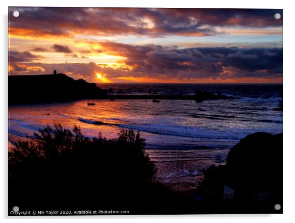 Sunset in Bude Acrylic by Nik Taylor